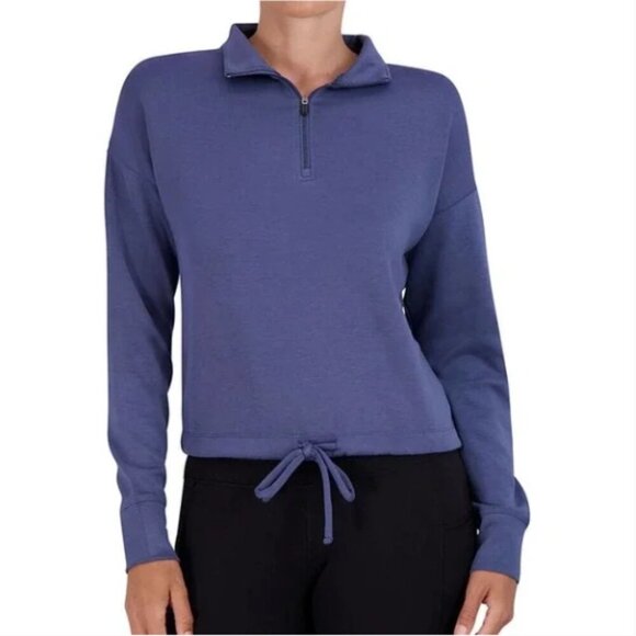 Gaiam Women's Vintage Indigo Hudson Drawstring 1/4 Zip Sweatshirt Size Large - Picture 1 of 16